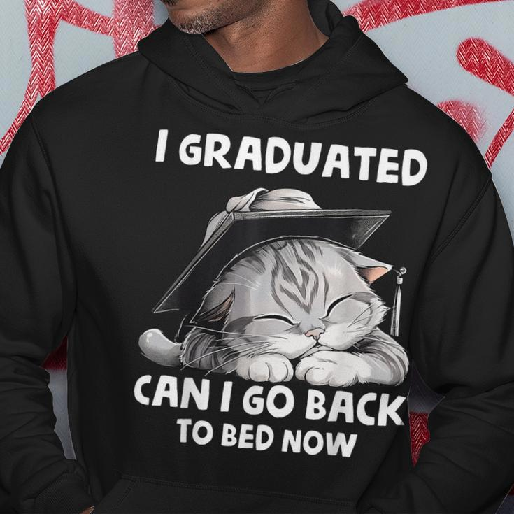 I Graduated Can I Go Back To Bed Now Graduation Cat Lover Hoodie Unique Gifts