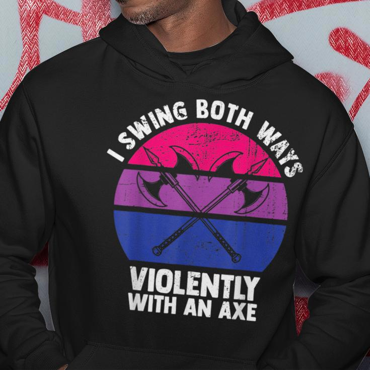 I Swing Both Ways With An Axe Bisexual Lgbt Pride Retro Hoodie Unique Gifts