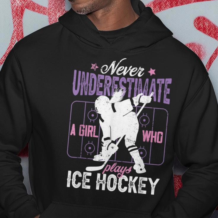 Ice Hockey Girl Never Underestimate A Girl Who Plays Hockey Hockey Funny Gifts Hoodie Unique Gifts