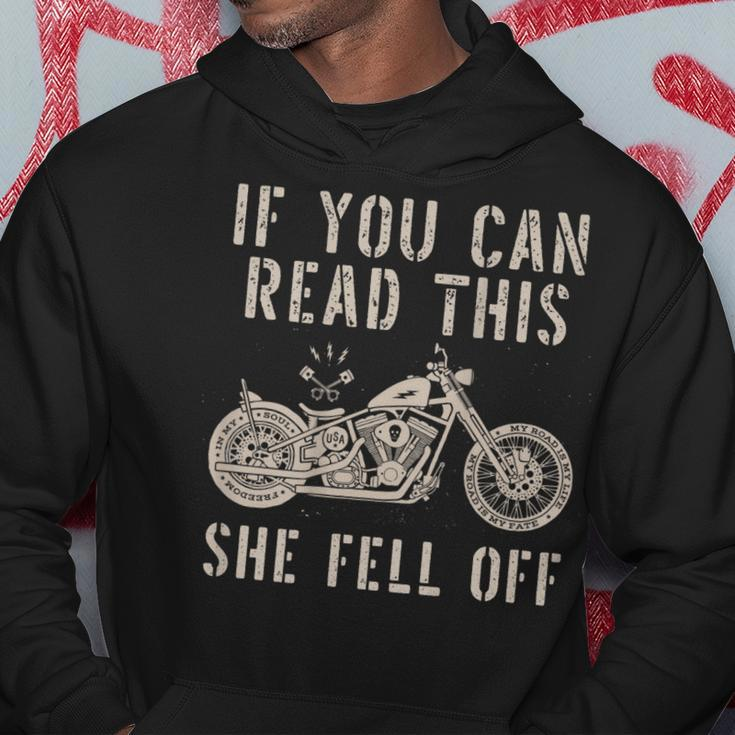 If You Can Read This She Fell Off Distressed Motorcycle Gift For Mens Hoodie Unique Gifts