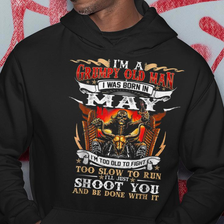 Im A Grumpy Old Man I Was Born In May Biker Rider Skull Hoodie Unique Gifts