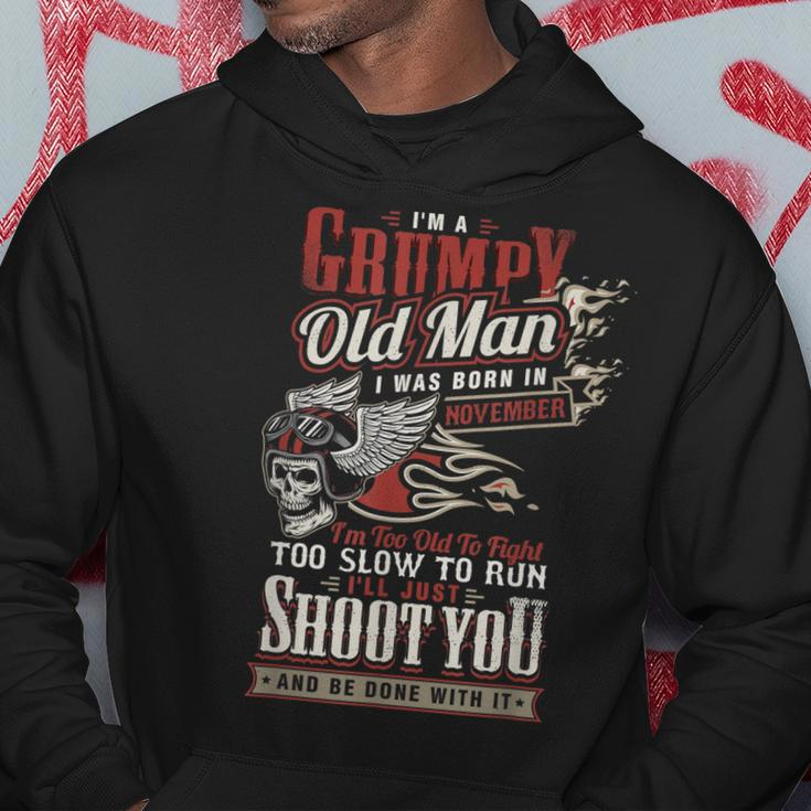 Im A Grumpy Old Man I Was Born In November Biker Dad Gifts Gift For Mens Hoodie Unique Gifts
