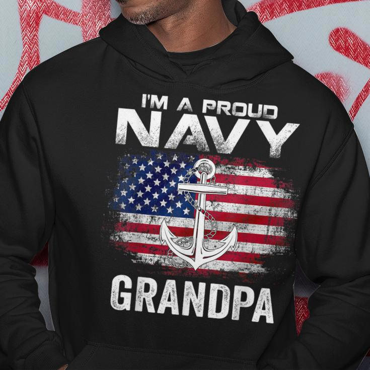 Im A Proud Navy Grandpa With American Flag Gift Veteran Hoodie Unique Gifts