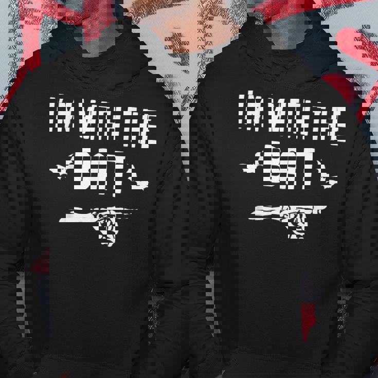 I'm With The Bat Skeleton Halloween Matching Couple Hoodie Personalized Gifts