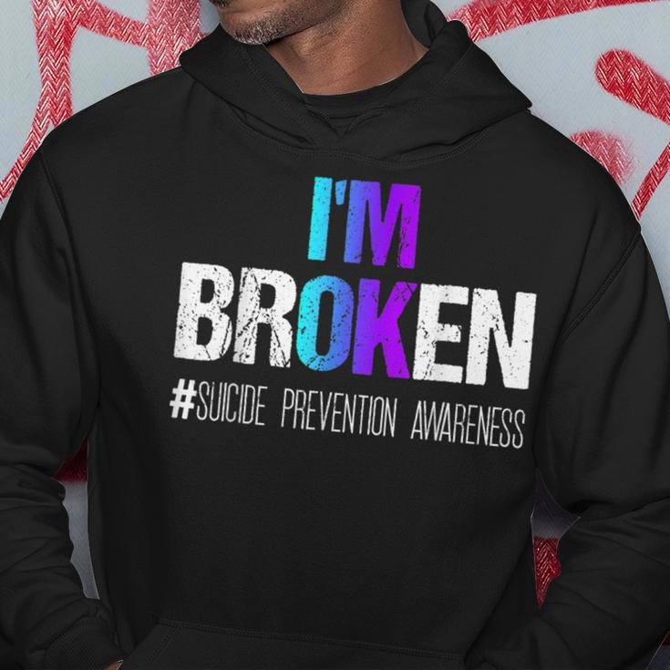 I'm Broken Wear Teal And Purple Suicide Prevention Awareness Hoodie Unique Gifts