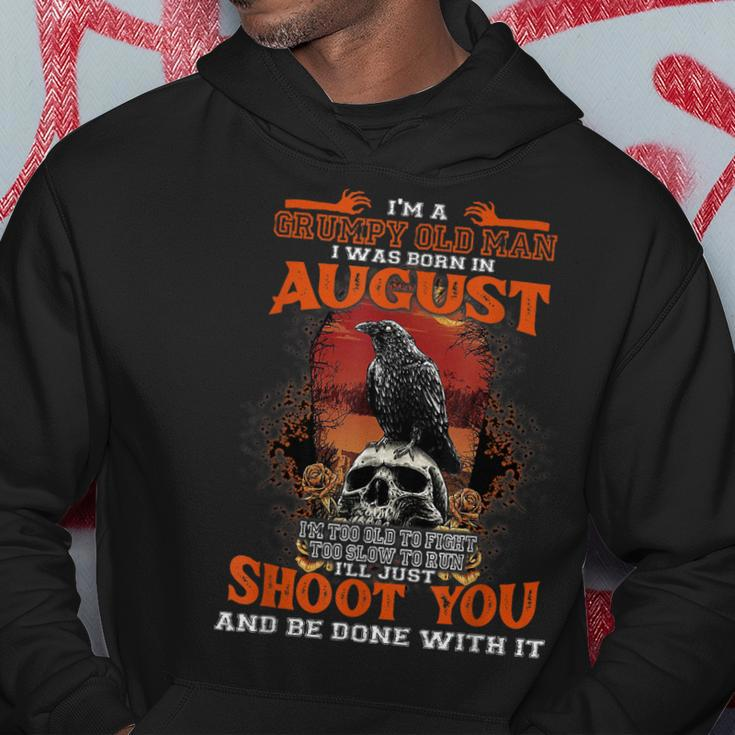 Im Grumpy Old Man I Was Born In August Crows Skull Hoodie Unique Gifts