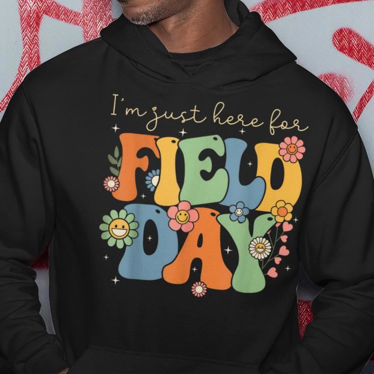 Im Just Here For Field Day Groovy Retro Last Day Of School Hoodie Unique Gifts