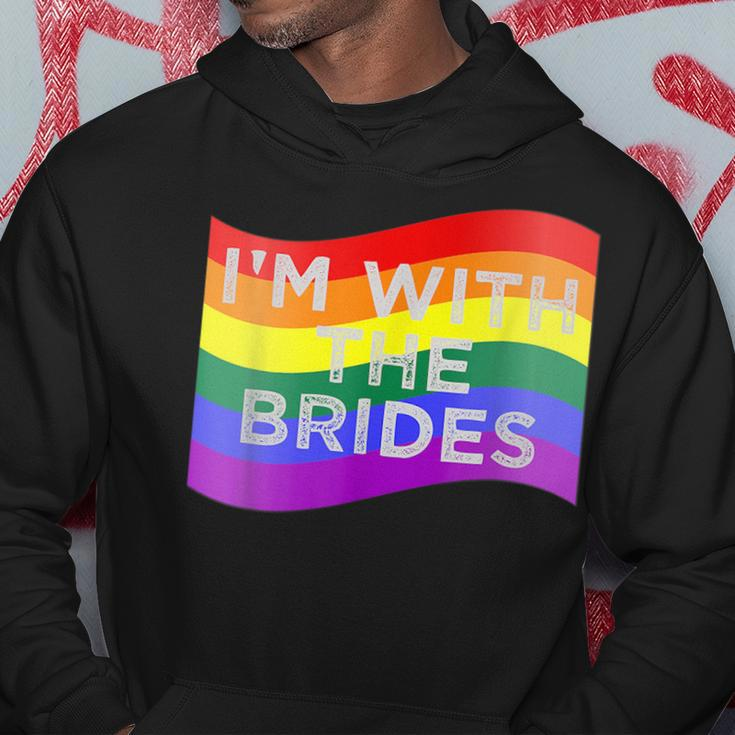 Im With The Brides Lesbian Gay Wedding Party Hoodie Unique Gifts