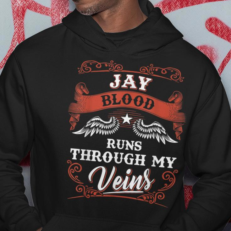 Jay Blood Runs Through My Veins Family Christmas Hoodie Funny Gifts