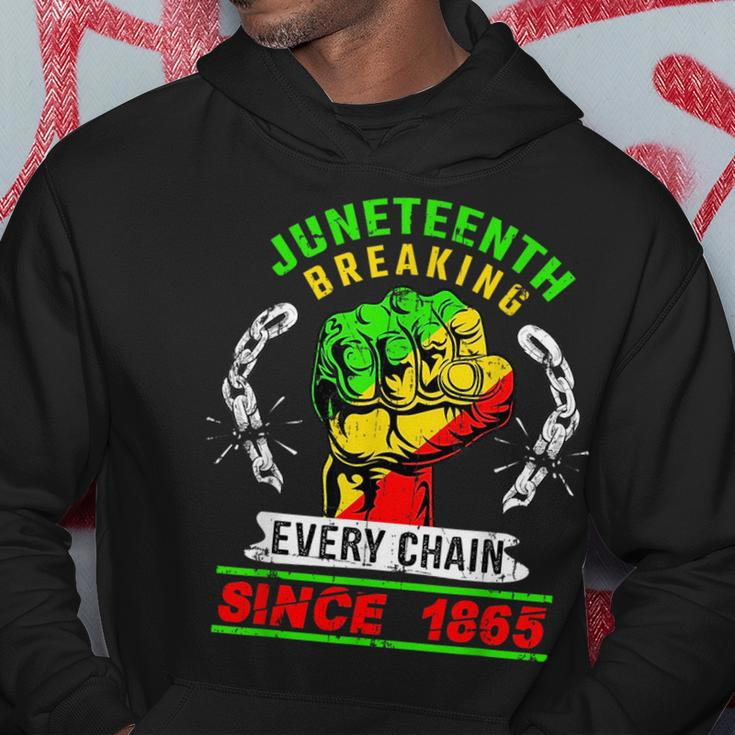 Junenth Breaking Chains Since 1865 Black American Freedom Hoodie Unique Gifts