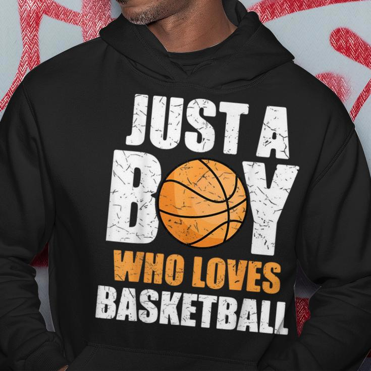 Just A Boy Who Loves Basketball Basketball Funny Gifts Hoodie Unique Gifts