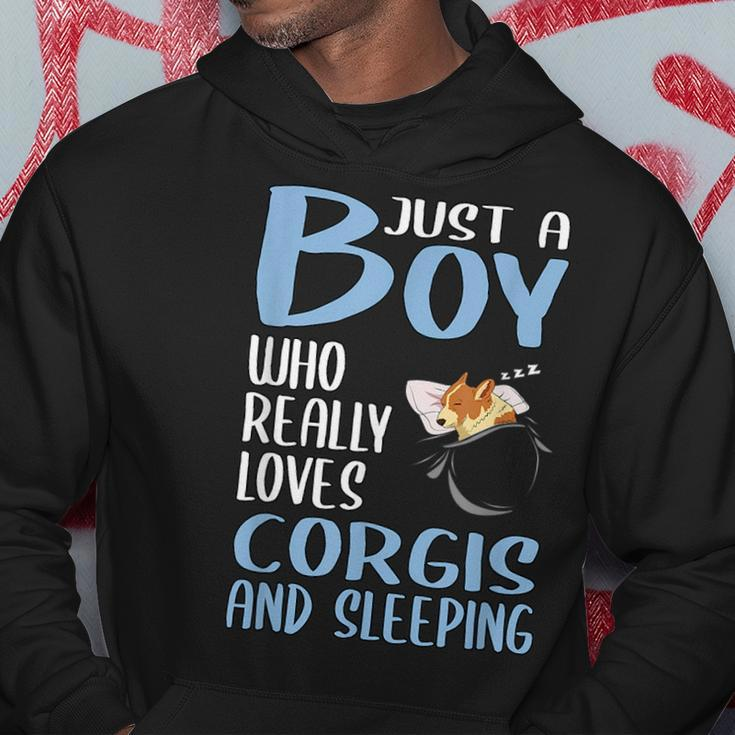 Just A Boy Who Really Loves Corgis And Sleeping Hoodie Unique Gifts