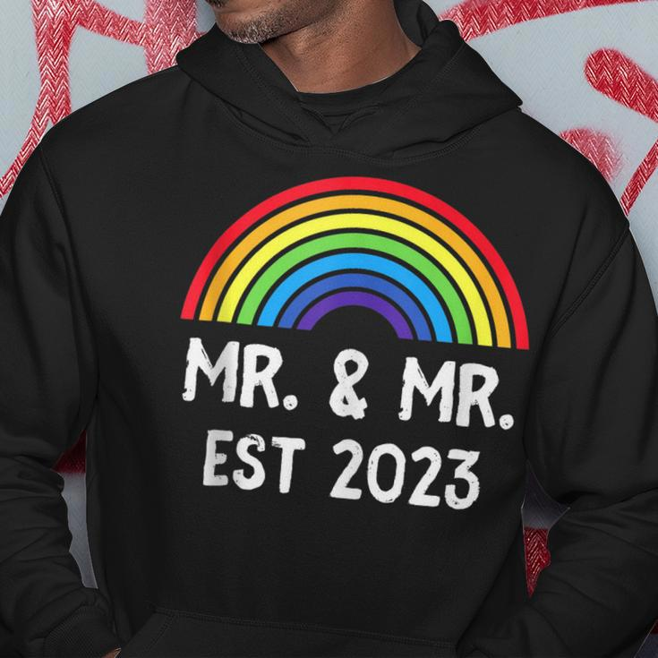 Just Married Engaged Lgbt Gay Wedding Mr And Mr Est 2023 Hoodie Unique Gifts