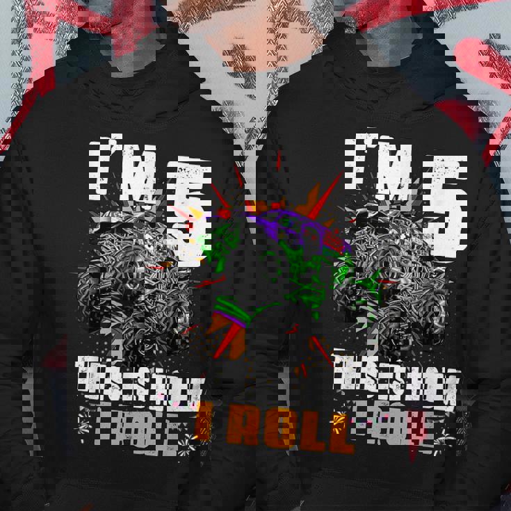 Kid 5Th Birthday Boy Monster Truck Rule Jam Five Years Hoodie Unique Gifts