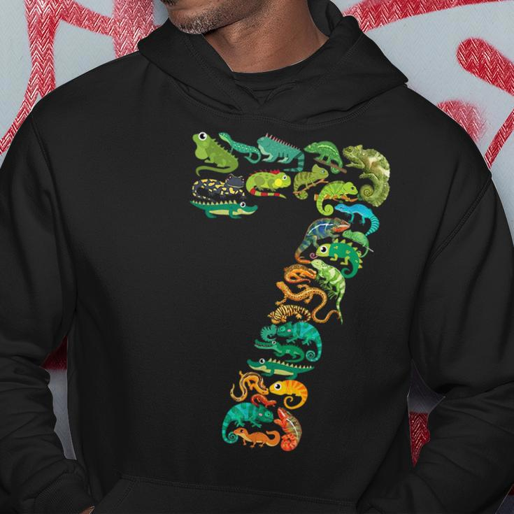 Kids 7Th Birthday Reptiles Lizards Themed 7 Year Old Boys Hoodie Unique Gifts