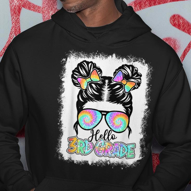 Kids Hello 3Rd Grade Messy Bun Girls Tie Dye Cute Back To 3Rd Grade Funny Gifts Hoodie Unique Gifts
