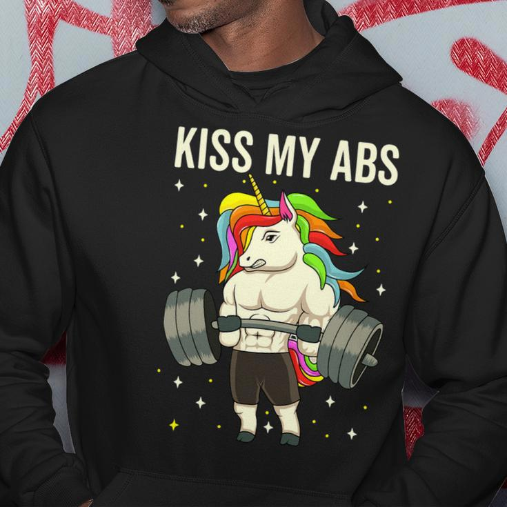 Kiss My Abs Workout Gym Unicorn Weight Lifting Hoodie Unique Gifts