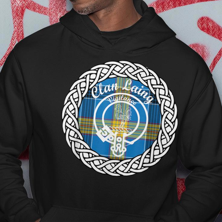 Laing Surname Last Name Scottish Clan Tartan Badge Crest Funny Last Name Designs Funny Gifts Hoodie Unique Gifts