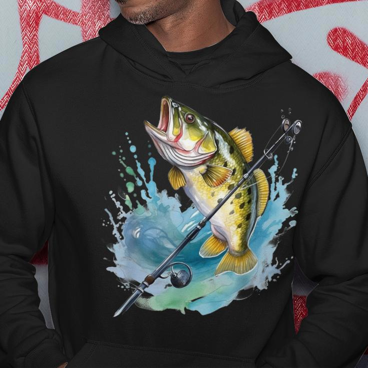 Large Mouth Bass Fish Funny Fishing Fisherman Men Boys Hoodie Unique Gifts