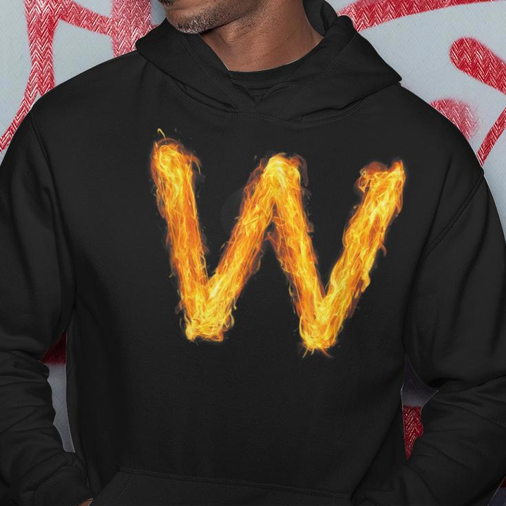 Letter W Sign Alphabet Last Name Consonants Fire Flame Gift Hoodie Unique Gifts