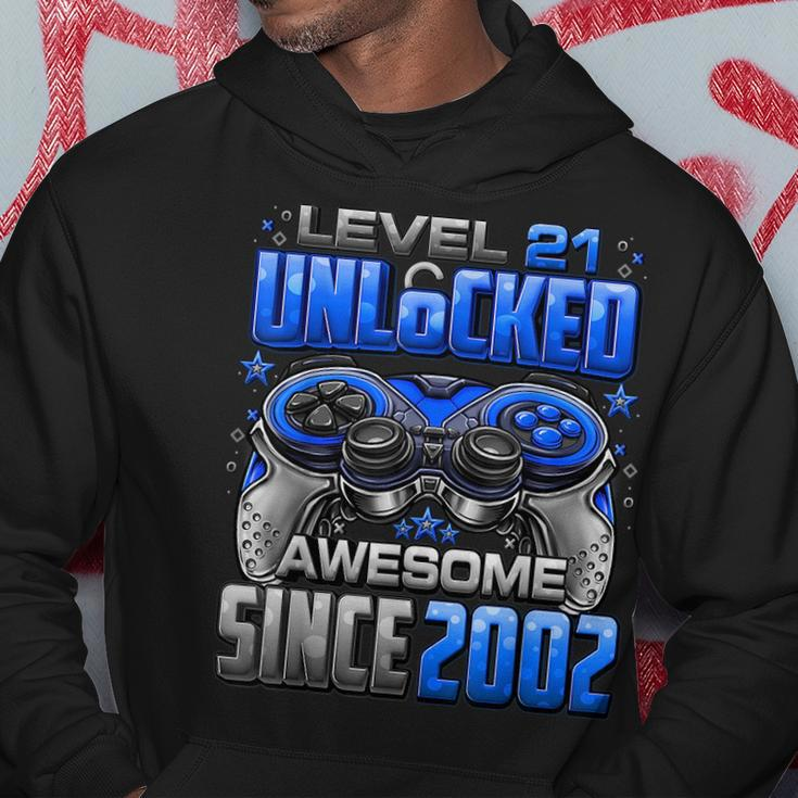 Level 21 Unlocked Awesome Since 2002 21St Birthday Gaming Hoodie Funny Gifts