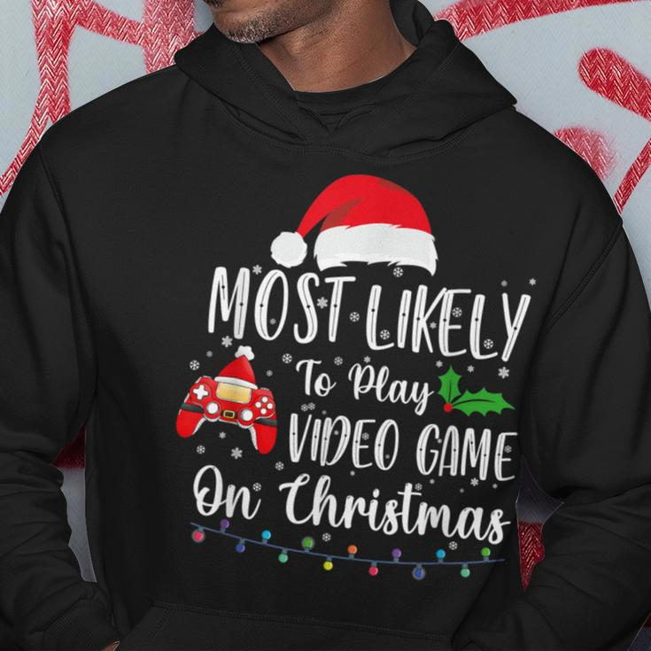 Most Likely To Play Video Games On Christmas Gamer Lovers Hoodie Unique Gifts