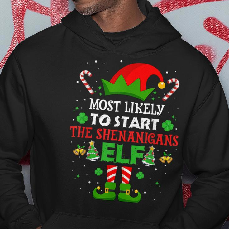 Most Likely To Start The Shenanigans Elf Christmas Family Hoodie Unique Gifts