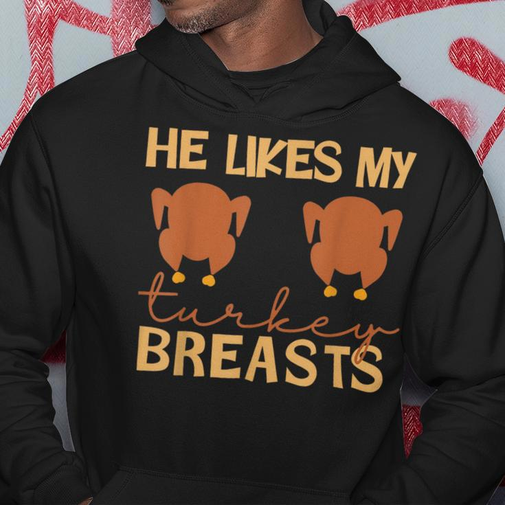 He Likes My Turkey Breasts Couple Matching Thanksgiving Hoodie Unique Gifts