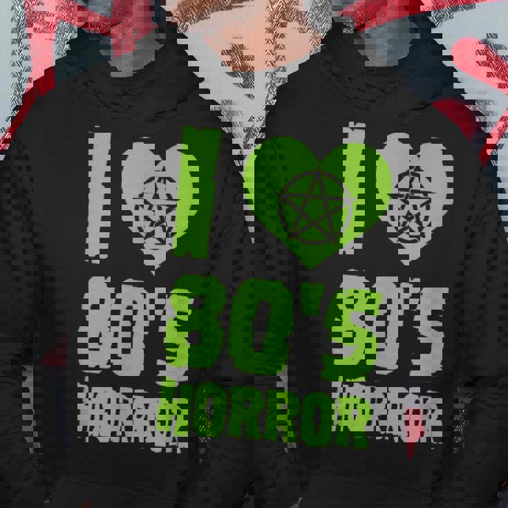 I Love 80S Horror Heart Pentagram Scary Movie Retro Vintage Scary Movie Hoodie Unique Gifts
