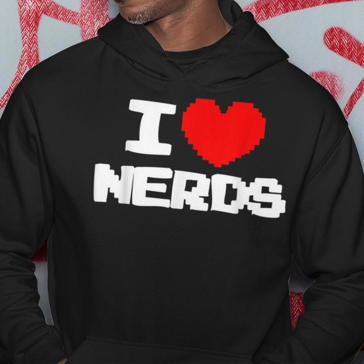 I Love Nerds I Pixel Heart Nerds Video Games Hoodie Unique Gifts