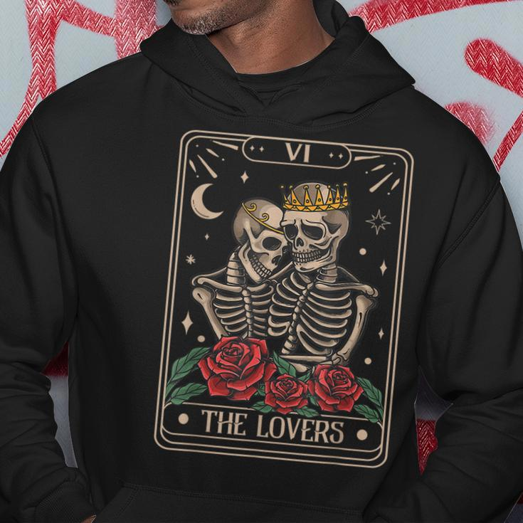 The Lovers Vintage Tarot Card Astrology Skull Horror Occult Astrology Hoodie Unique Gifts