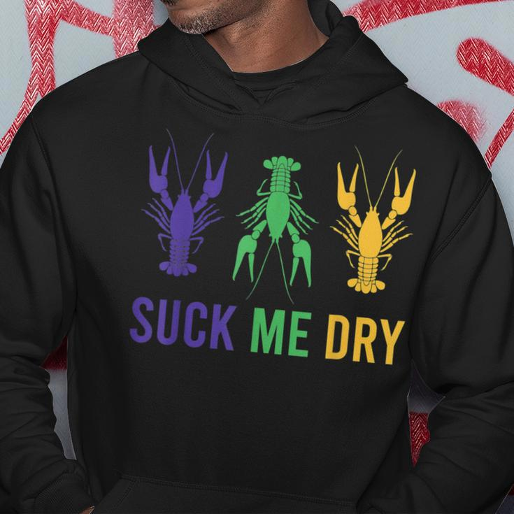Mardi Gras Outfit Funny Suck Me Dry Crawfish Carnival Party Hoodie Unique Gifts