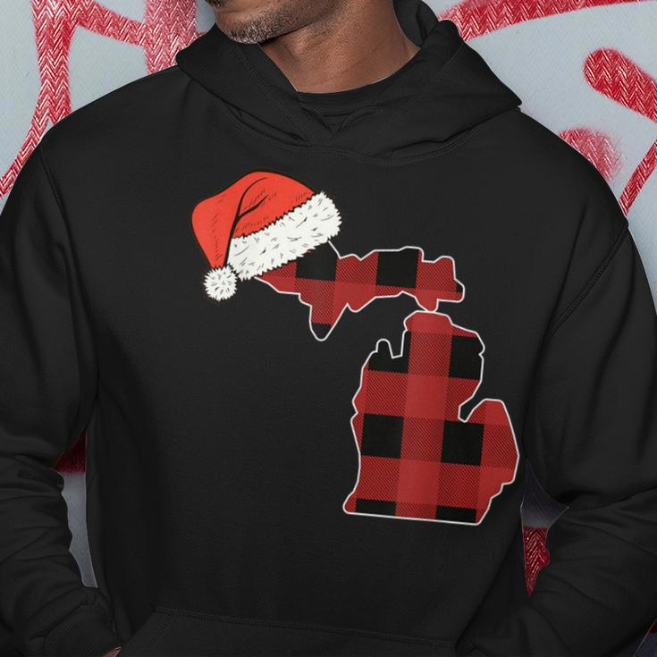 Michigan Plaid Christmas Santa Hat Holiday Matching Hoodie Personalized Gifts