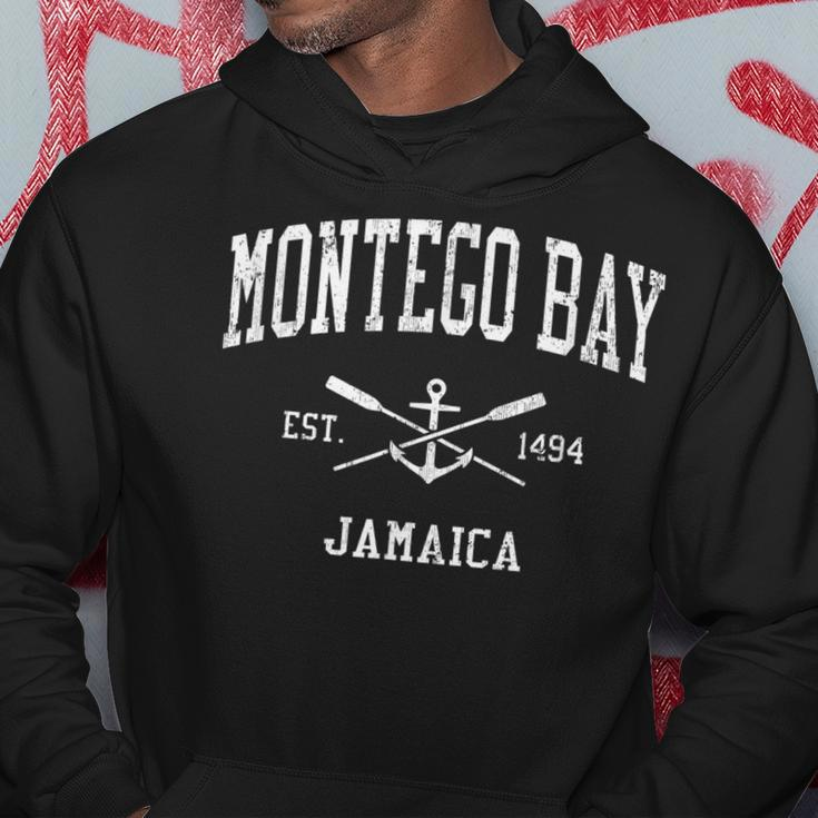 Montego Bay Vintage Crossed Oars & Boat Anchor Sports Hoodie Unique Gifts