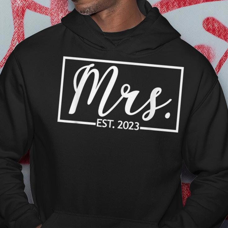 Mrs Est 2023 Married Wife Husband Mr Matching Wedding Hoodie Funny Gifts