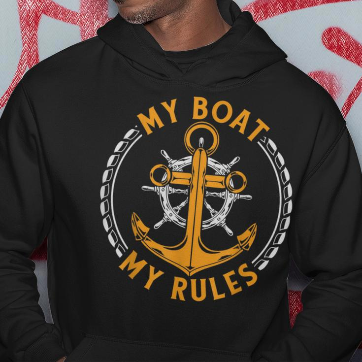 My Boat My Rules Funny Sailor Anchor Sring Wheel Sailing Hoodie Unique Gifts