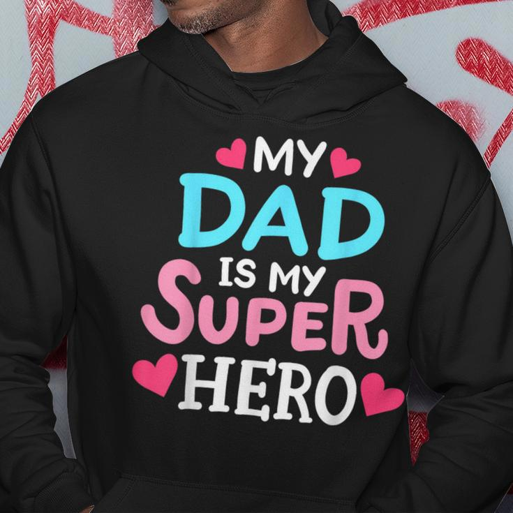 My Dad Is My Superhero Best Dad Fathers Day Cool Kids Hoodie Funny Gifts