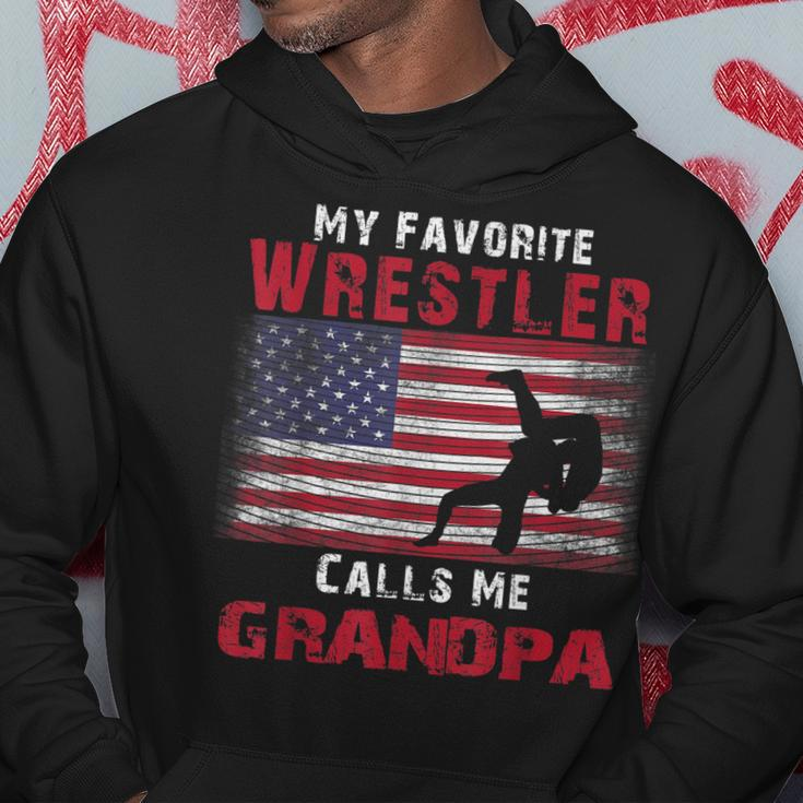 My Favorite Wrestler Calls Me Grandpa Fathers Day Usa Flag Hoodie Unique Gifts