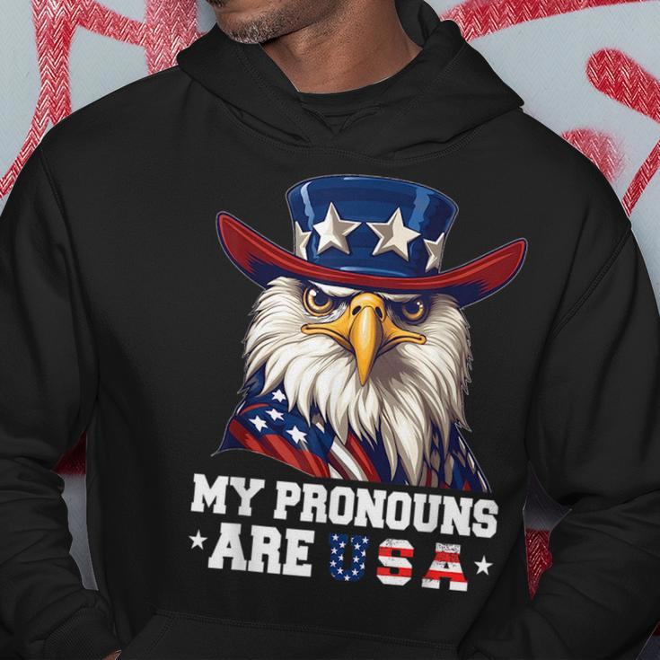 My Pronouns Are Usa Funny Eagle 4Th Of July American Gift For Mens Hoodie Unique Gifts