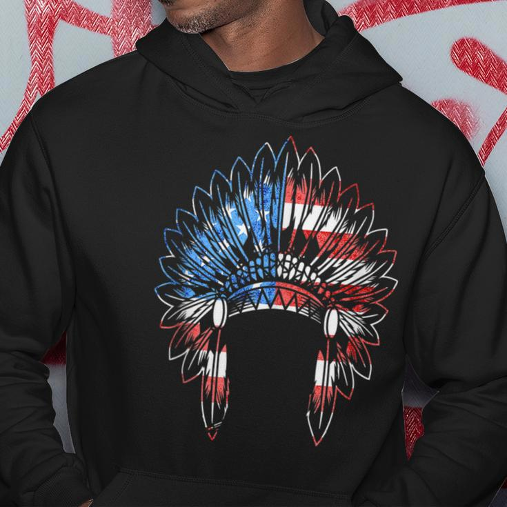 Native American Feather Headdress Indian Chief Usa America Hoodie Unique Gifts