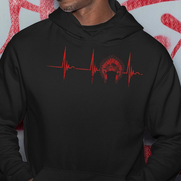 Native American Headdress Indian Chief Heartbeat Ekg Pulse Hoodie Unique Gifts