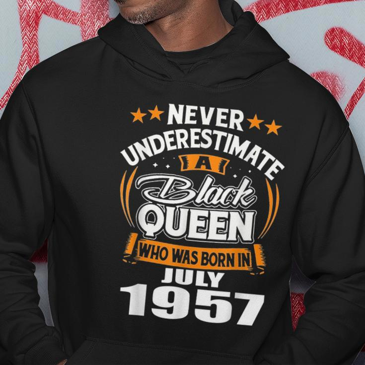 Never Underestimate A Black Queen Born In July 1957 Black Queen Funny Gifts Hoodie Unique Gifts