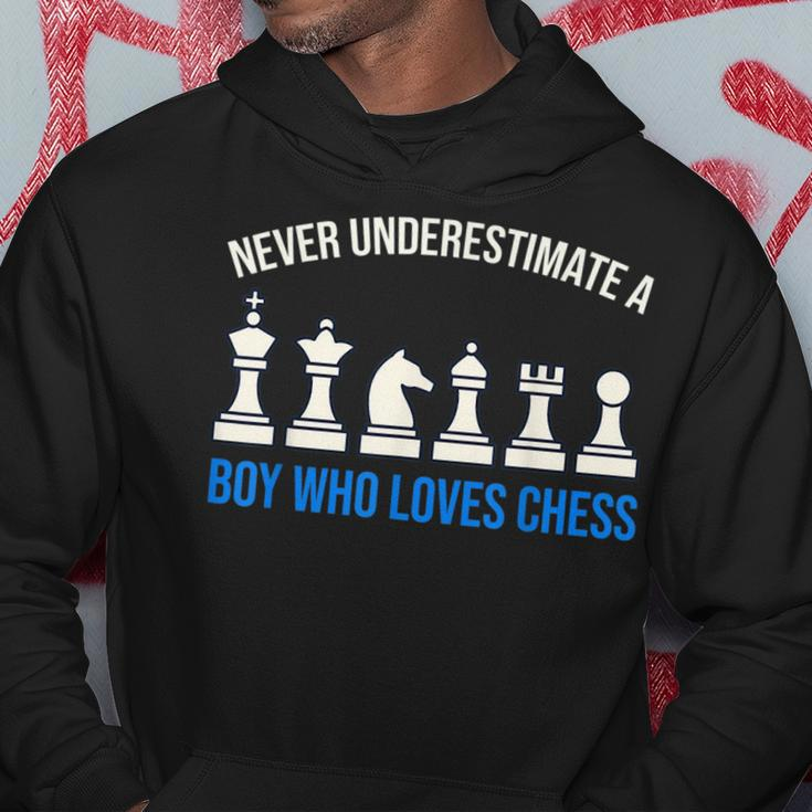 Never Underestimate A Boy Who Loves Chess Chess Funny Gifts Hoodie Unique Gifts