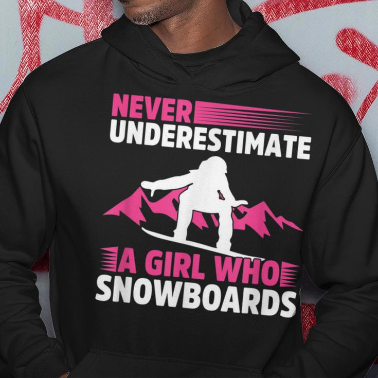 Never Underestimate A Girl Snowboard Snowboarder Wintersport Hoodie Unique Gifts