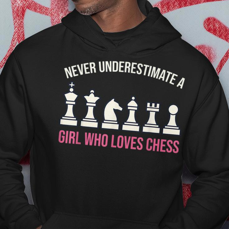 Never Underestimate A Girl Who Loves Chess Chess Funny Gifts Hoodie Unique Gifts