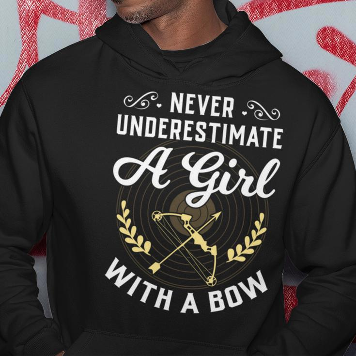 Never Underestimate A Girl With A Bow Archery Funny Gift Archery Funny Gifts Hoodie Unique Gifts