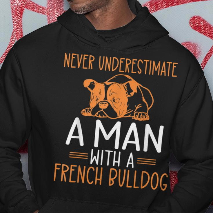 Never Underestimate A Man With A French Bulldog Hoodie Funny Gifts