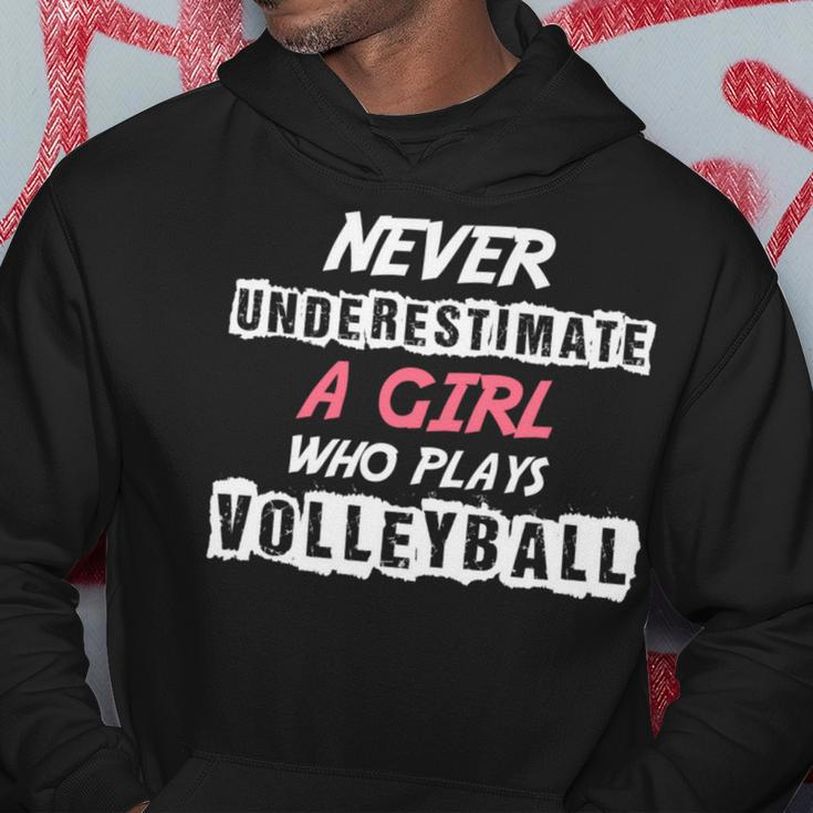 Never Underestimate A Volleyball Girl Volleyball Funny Gifts Hoodie Unique Gifts