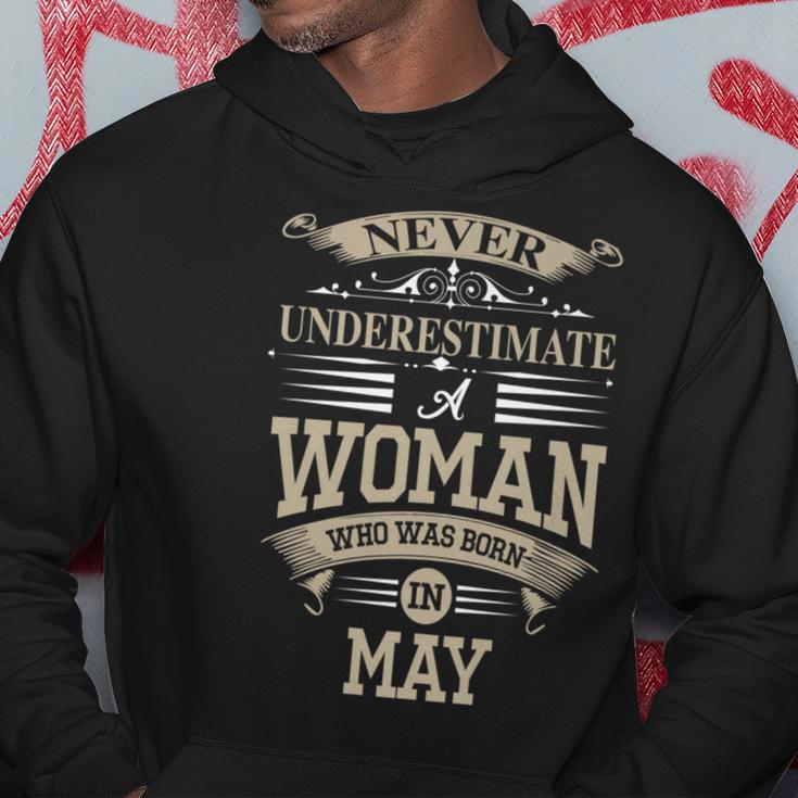 Never Underestimate A Woman Who Was Born In May Hoodie Unique Gifts