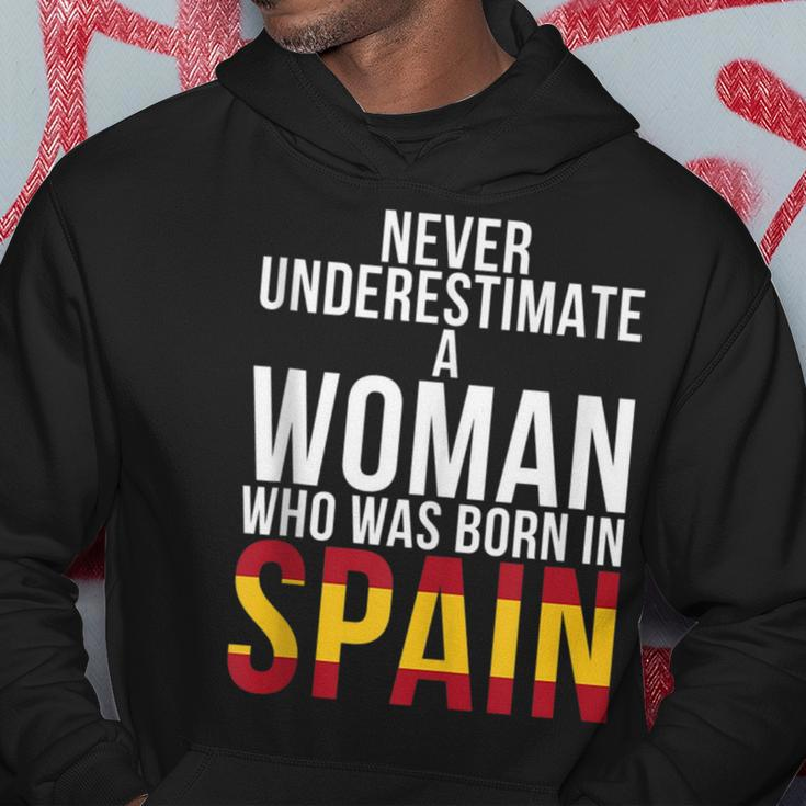 Never Underestimate A Woman Who Was Born In Spain Woman Hoodie Funny Gifts
